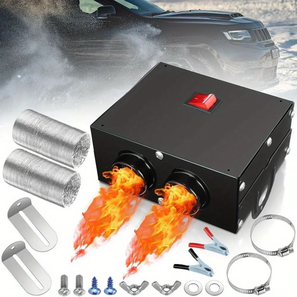 12V 400W Portable Adjustable Car Fan, Electric Windshield Defroster, Compact Vehicle Heating Accessory with Rapid Warm Air, Low Noise, Plug-and-Play Design for Winter Auto Anti-Frost Daily Driving Use