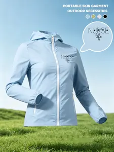 Nurse Life Heart Text Print Women Summer Hooded Zip Up Skin Coat Jacket Four Colors Optional Soft Skin Friendly Comfortable Loose Breathable Lightweight Fashion Casual Outdoor Camping Hiking Cycling Commuting Daily Travel Vacation Must Have New Arrival Tr