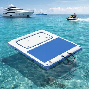 AECOJOY 10'x8' Floating Inflatable Dock with 3mm EVA Non-Slip Mat, Fast Inflate & Deflate, Supports Up to 10 People, Perfect for Lakes, Pools and Ocean Use