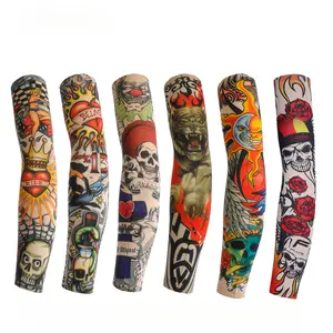 12PCS of flower arm tattoo ice silk sunscreen sleeves, hip-hop street style sunscreen sleeves, personalized artistic tattoo realistic unisex ice silk sleeves