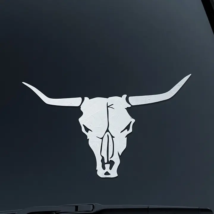 Longhorn Bull Sticker, 2-Pack Options - Various Sizes - Die Cut Vinyl Decal Sticker For Car, Truck, Motorcycle, Window, Bumper, Wall, Home, Office Decor