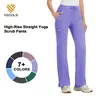 Kecols High Rise Yoga Scrub Pants Women - Straight Leg Uniform Pants with Cargo Pocket, Anti-Wrinkle & Knit Yoga Waistband 5 Pockets&4-Way Stretch Gym Workout Sportswear Gym Sportswear Bottoms