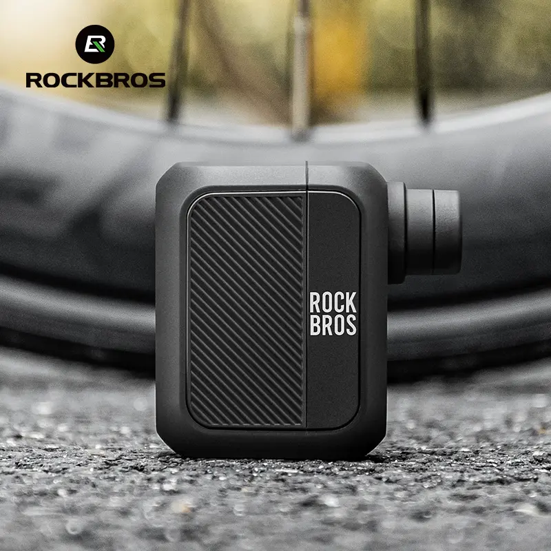 ROCKBROS Bike Mini Electric Air Pump Lightweight 100Psi MTB Road Bike Air Pump Portable AV/FV Inflator Pump For Emergency Outdoor Cycling Bicycle Accessories