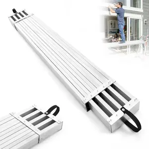 GARVEE 8-13ft Telescoping Aluminum Work Plank with 440lbs Capacity, Extension Scaffold Board Featuring Skid-Proof Platform for Secure Ladder Access and Versatile Construction Use