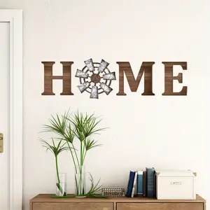 Windmill Style Rustic Wooden Home Decor Set, Wall Hanging Art Decor, Multi-Functional Wooden Sign, Country Letter Wall Art for Living Room and Bedroom, Vintage Decor Decoration