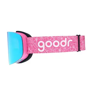 goodr Bunny Slope Dropout Adjustable Size (Snow G) Solid Pink Frame with Sky Blue Lens, UV400, No Slip No Bounce No Tangle