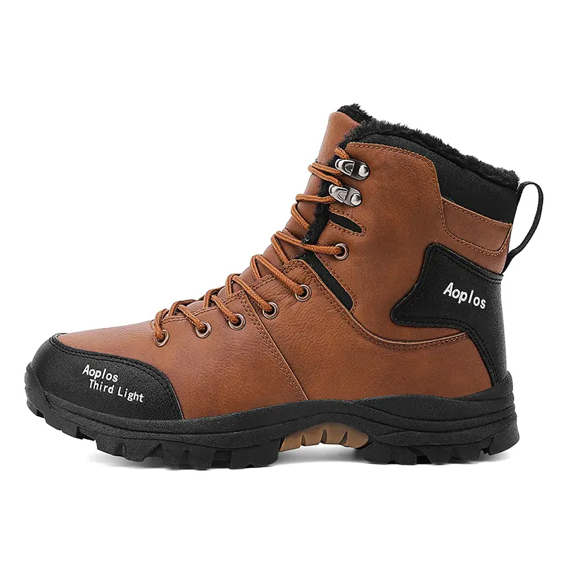 Men's High Top Winter Fleece Lined Hiking Boots - Waterproof, Anti-Slip, Heavy-Duty, Insulated Lace-Up Boots for Cold Weather Mountain Camping, Outdoor Work