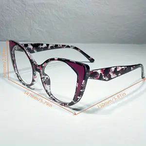 【Free shipping】Blue light blocking cat glasses - retro contrasting frame with metal hinges, transparent non prescription lenses suitable for computers and digital screens, unisex glasses, screen time protection, stylish frame, durable hinges