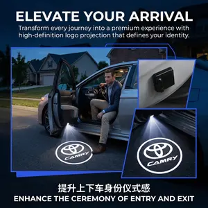 2-piece Door Modified Welcome Projection Led Logo Light | Drill-free, Stick-and-Use, Compatible with RAV4, Tacoma, Camry, Tundra | Ideal Gift for Car Enthusiasts | Car Door Lights