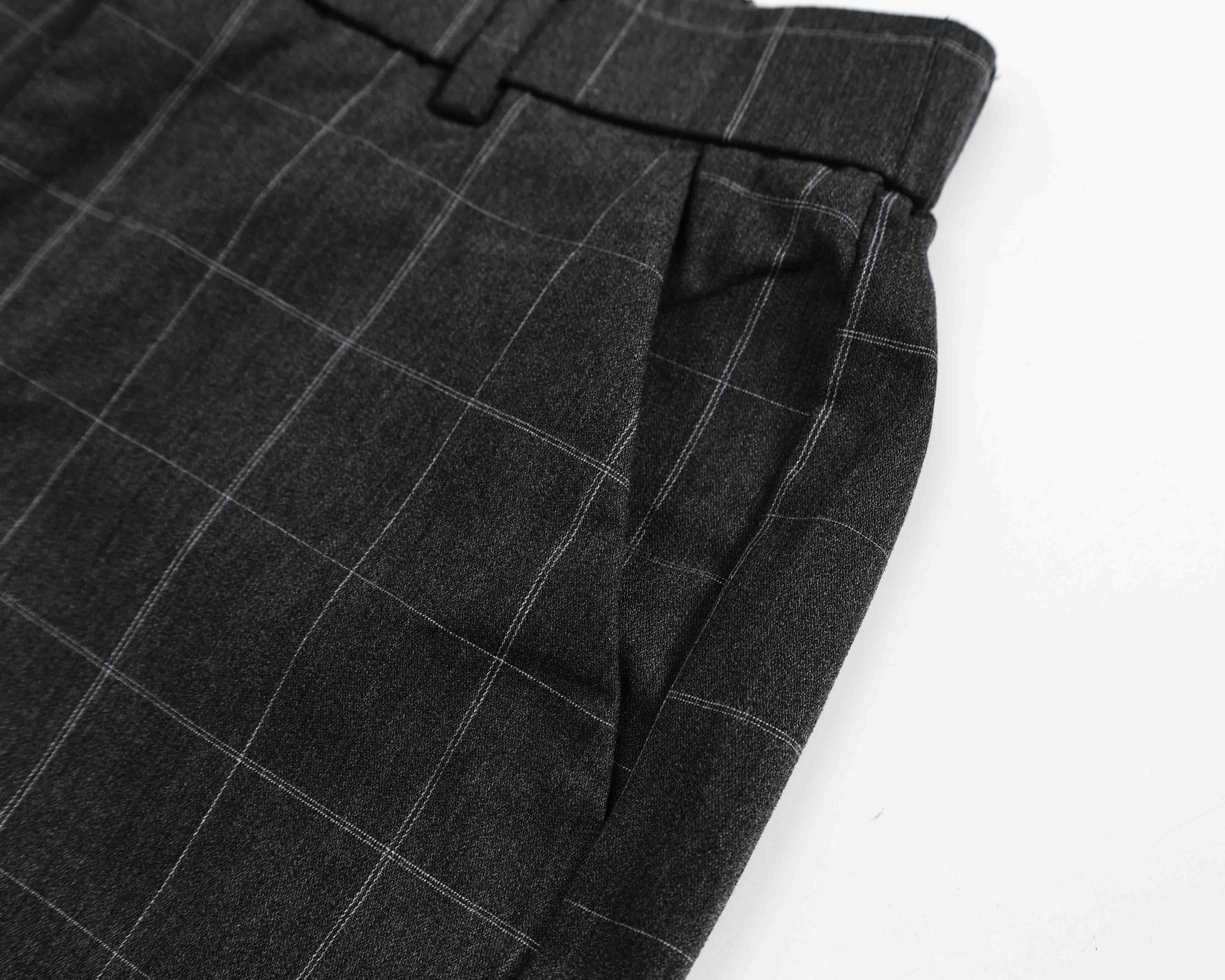 Clean Gent plaid button casual long pants, available in packs of 1/2/3 pieces; regular fit for comfortable everyday wear; men’s bottoms—casual fashion pants, casual athletic pants, casual street-style pants.