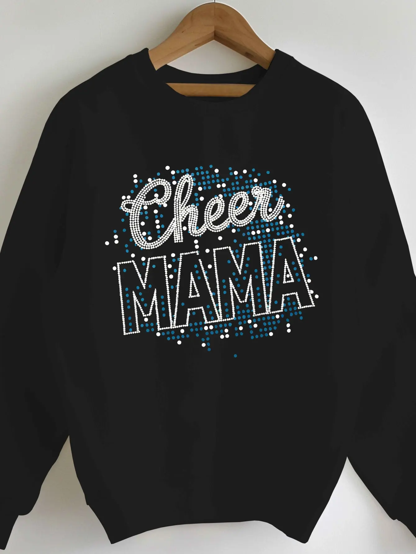 Cozy Cheer Mama Glittery Design Women's Sweatshirt - Red, Long Sleeve, Polyester, Round Neck, Casual FallWinter Wear, Machine Washable, Casual Wear  Bold Cheer Design  Polyester Sweatshirt, Cute Sweatshirts
