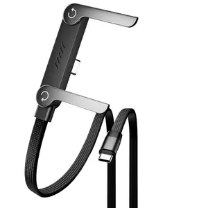 240W 2-in-1 USB-C Fast Charging Cable with Invisible Foldable Stand, 5FT Type-C Charging Cord, 360° Adjustable Phone Holder for Smartphones, Tablets, Laptops & Gaming Devices