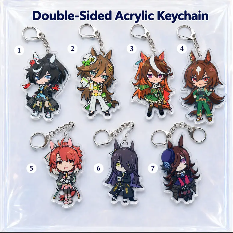 Umamusume Keychain Acrylic Charms, Umamusume Kawaii, Double-Sided Chibi Horse Girl Character Charm, Fun Charm For Backpack Or Purse | High Quality and Customer Favorite Items