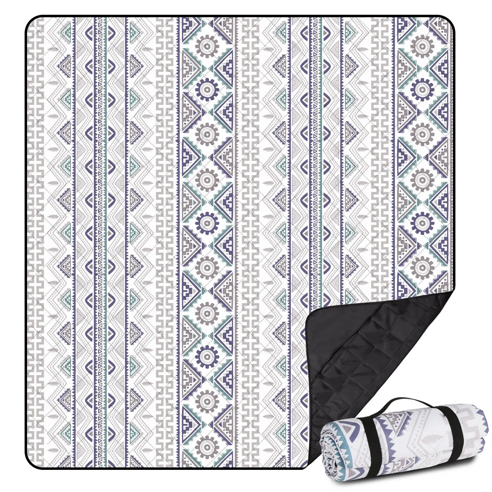 Extra Large(79 "x 83") Picnic Blanket, 3-Layer Thicking Outdoor Camping Blanket, Machine Washable Beach Blanket, Waterproof and Wear-Resistant, Soft and Comfortable