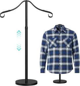 Reusable Adjustable 18-33" Mannequin Torso Shirt Display Stand - All Metal Black Portable Stable Dress Form Clothes Rack for Retail Vendors