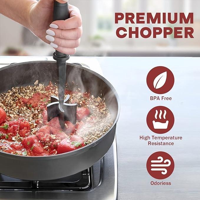 Meat Chopper & Hamburger Grinder – Heat Resistant Nylon Meat Masher, Ground Beef Smasher Tool, Potato Masher & Meat Tenderizer for Kitchen Cooking (Black) Meat Chopper & Hamburger Grinder – Heat Resistant Nylon Meat Masher, Ground Beef Smasher Tool, Potato Masher & Meat Tenderizer for Kitchen Cooking (Black)