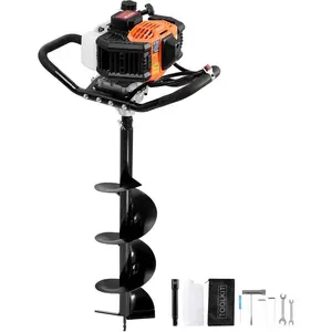 VEVOR Post Hole Digger, 52cc 1450W Auger Digger, Gas Powered Earth Digger with Two Drill Bit 6'' 10''and 3 Extension Rods, for Farmland, Garden and Plant, EPA Certification, Black+Orange+WhiteVEVOR Super Brand Day
