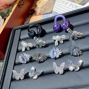 Viral Crystal Pearl Bow Earbud Charms DIY Clip-On Jewelry for Wireless Earbuds Y2K Preppy Accessories Ultra Secure Fit Trendy Design Perfect Gift - Butterfly Earrings