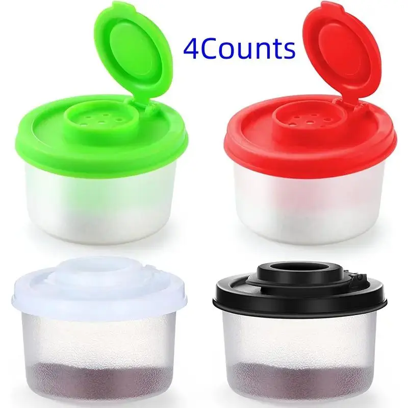 Salt Pepper Shakers, 4 Counts/set Mini Clear Seasoning Bottle with Lid, Portable Seasoning Container Spices Containers for Home Kitchen Outdoor Camping Barbecue,  Cooking Utensils, Kitchen Gadgets, Kitchenware