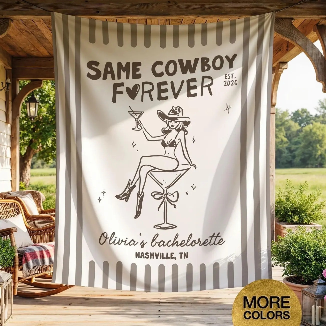 Same Cowboy Forever Bachelorette Banner Nashville Bachelorette Cowgirl Bachelorette Sign Backdrop Western Tapestry Bride Decor Party