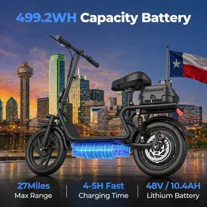 ESBS Electric Scooter, Peak Power 750W, Top Speed 22 mph, Battery 10.5-22.5Ah, Driving Range 20-60 Miles, Adjustable Height, Electronic Brake, 14-inch Inflatable Tires.