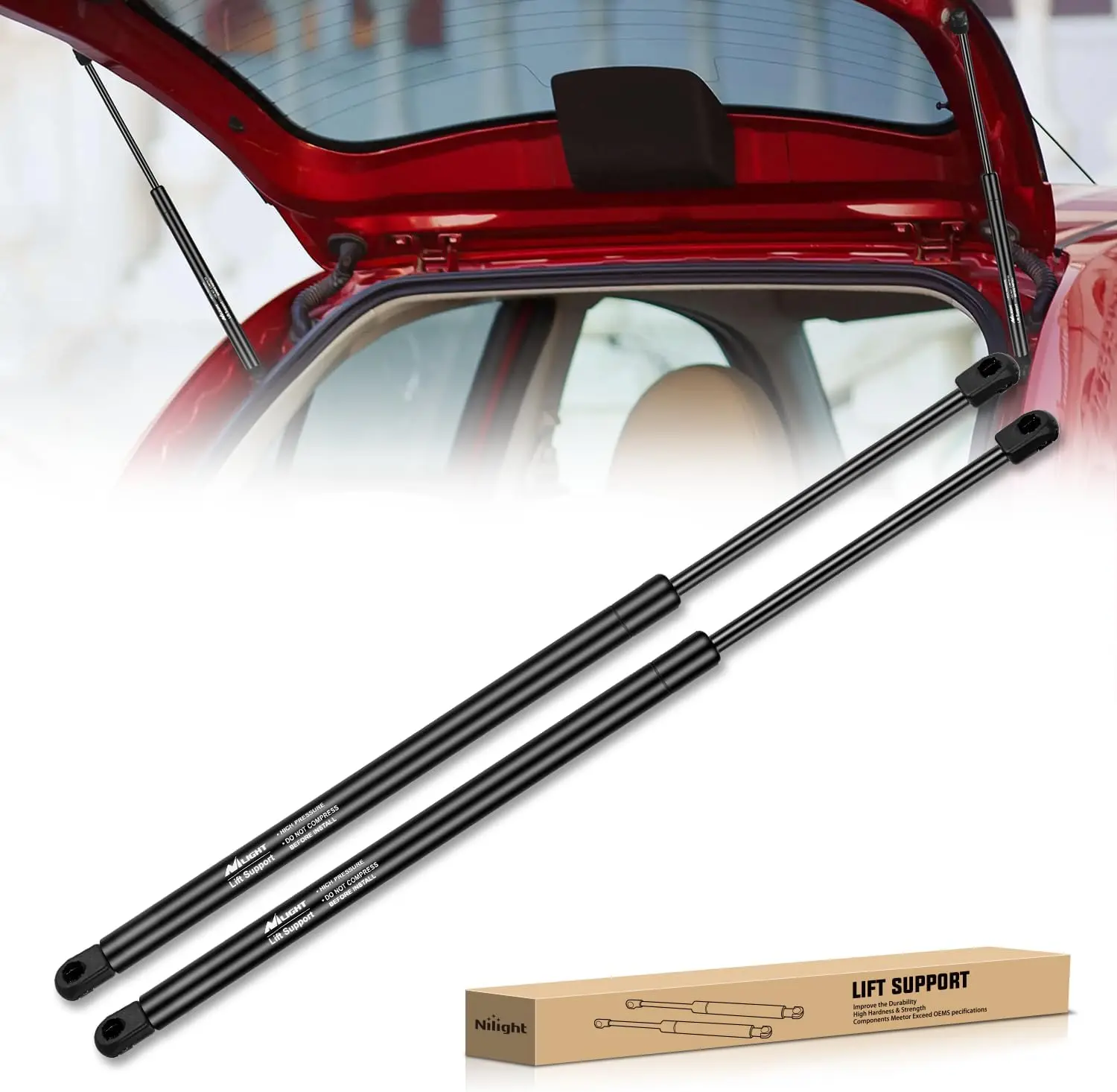 Nilight 6179 Rear Hatch Struts, 25in Tailgate Lift Supports for Honda CR-V 2007-2011, 2PCS Replacement Rear Door Shocks, Universal Automotive Accessories