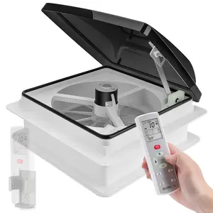 14 Inch Standard RV Roof Vent Fan Black (With Remote Control) 12V/25W Electric 6-Speed Intake & Exhaust Fan with Rain Sensor | Auto Temperature Control, Rain Detection & Electronic Switch #RVRoofVentFan #RVFan #RVVentilation #12VRVFan