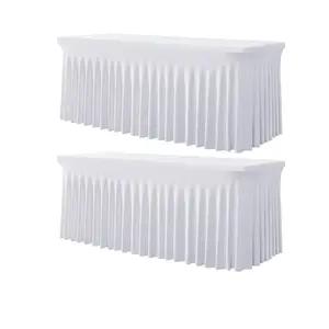2 Pack 6FT Spandex Tablecloth Fitted Stretch Table Cover Wrinkle Free for Parties & Weddings