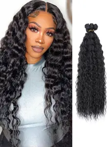 Hair Bundles 20 24 26 Inch 8 Bundles Deep Wave Synthetic Braiding Hair Soft Weave Hair Extensions for Women Natural Black Quick Invisible Braid In Hair Inserts Ultra Soft Texture Synthetic Curly Wavy Goddess Braiding Hair