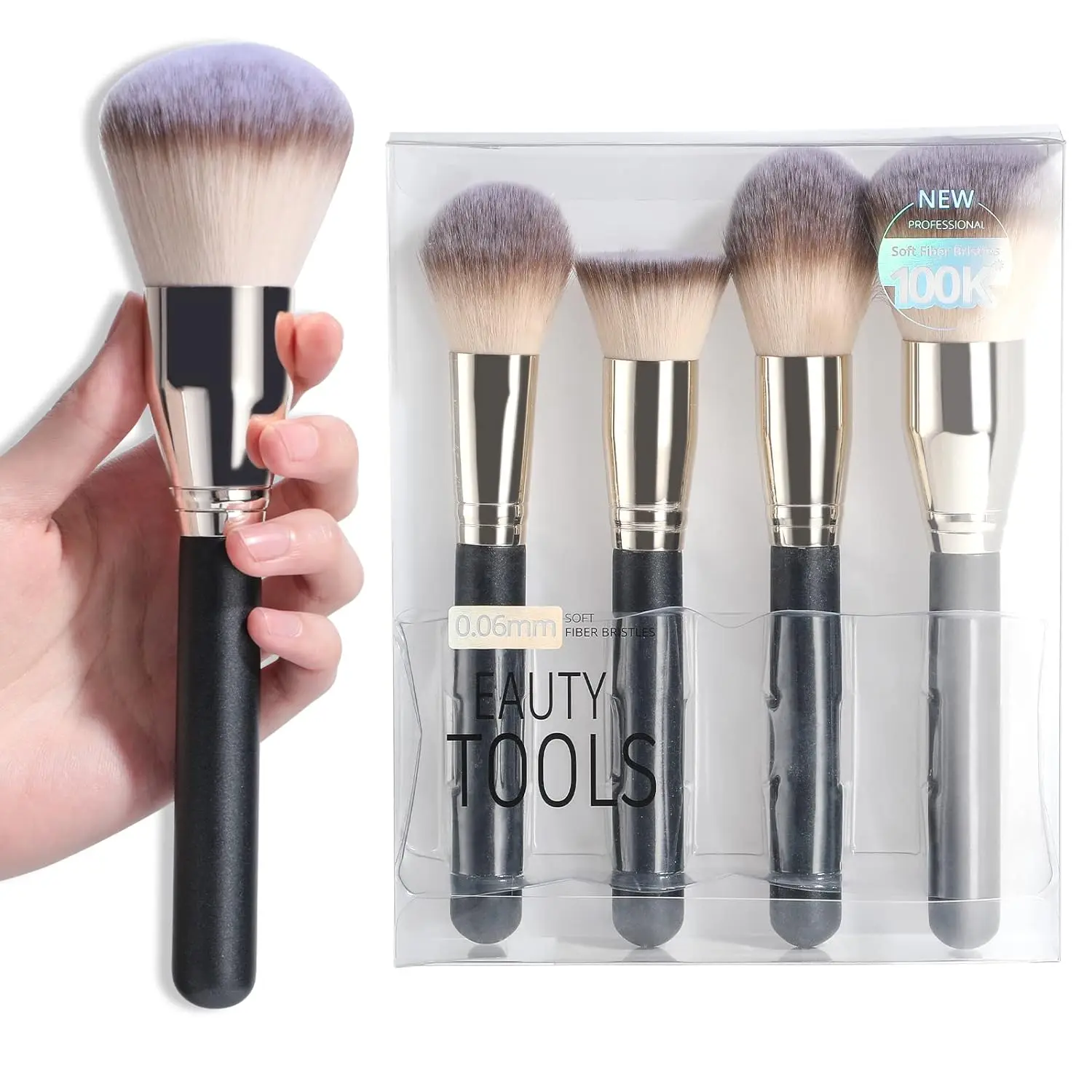 Makeup Brush Set 4 Pcs Premium Foundation Synthetic Powder Concealers Makeup Brushes Big Cosmetic Brushes