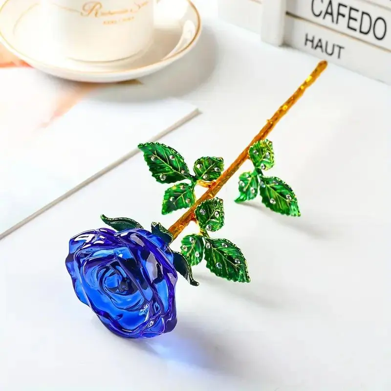 Single Crystal Rose Decoration, Artificial Roses, Artificial Flower Decorations, Fake Floral Decor, Eternal Rose Flower, Perfect Gift for Valentine's Day & Christmas, Indoor Outdoor Use, Home Decor Accessory