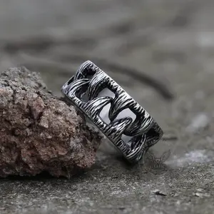GTHIC Punk Monster Teeth Stainless Steel Beast Ring Fashion Accessories for Daily Wear Birthday Gifts