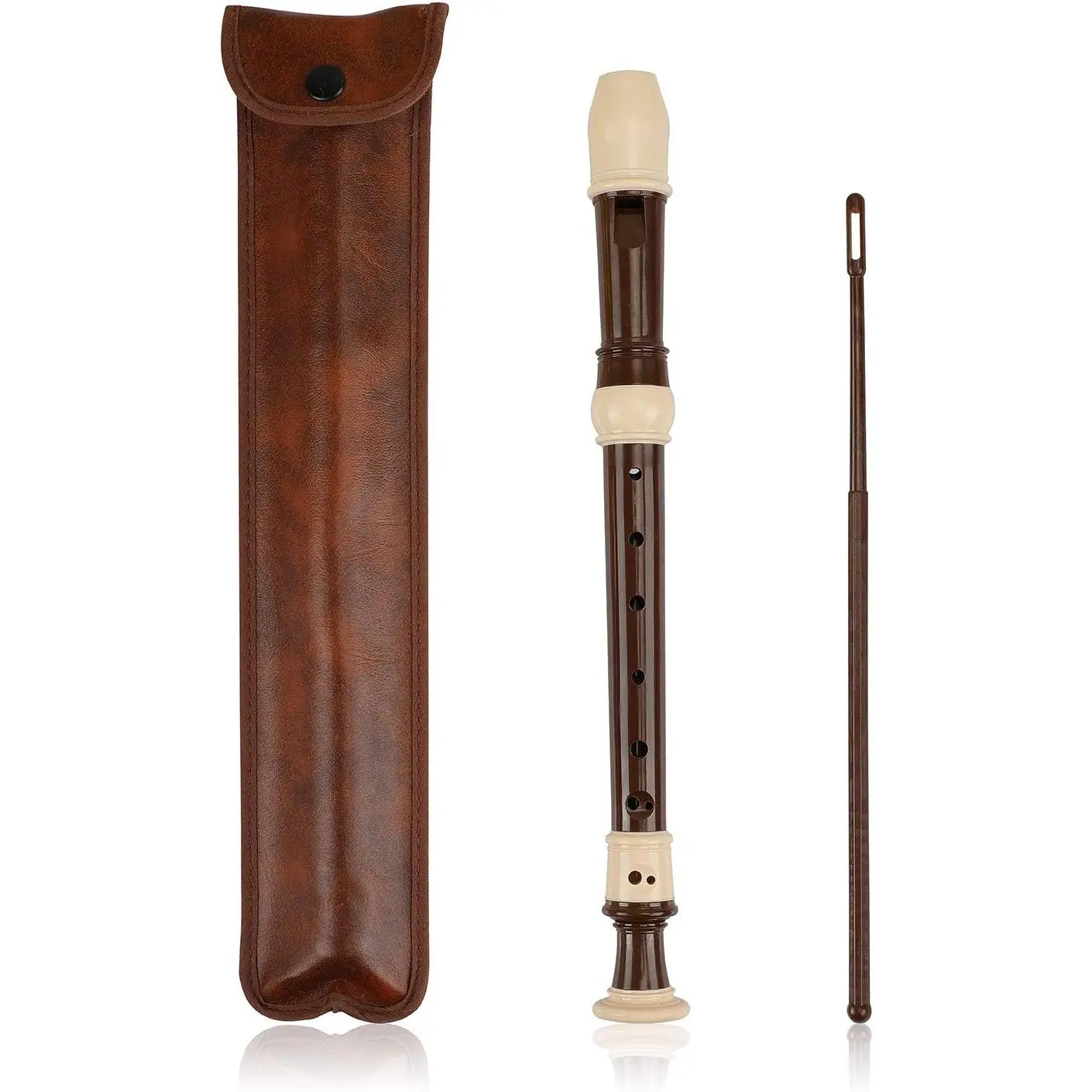 Baroque C-Key 8-Hole ABS Recorders for Beginners, 12.6in 3.5oz Detachable Design Environmentally Friendly Clarinet-Style Wind Instrument with Fingering Chart, Instructions, Cleaning Rod, Bag for Lesson Use, Student