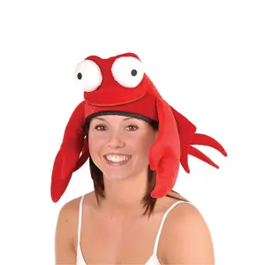 Beistle Plush Crab Hat Party Accessory Red Fuzzy Crab Costume Headpiece for Fun Events with Large Eyes and Flexible Design