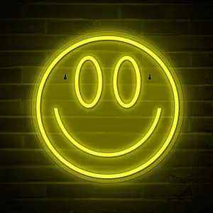 Smile Face  Neon Sign - Yellow Smile LED Room Decor - Indoor Smile Face Neon Sign - USB Powered Neon Sign for Gaming Setup, Bedroom,Wall Decoration - High Quality Smile Neon Sign for Gamers and Streamers