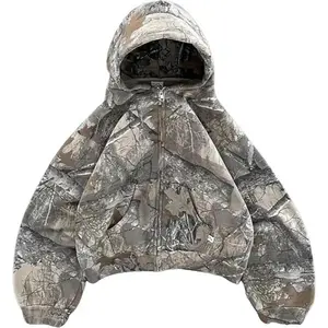 Zip up Camo Hoodie Y2k Oversized Graphic Hoodies Emo Clothes Vintage 2000s Sweatshirts Grunge Jackets Streetwear Menswear Sweaters Camouflage Zipper Style Casual