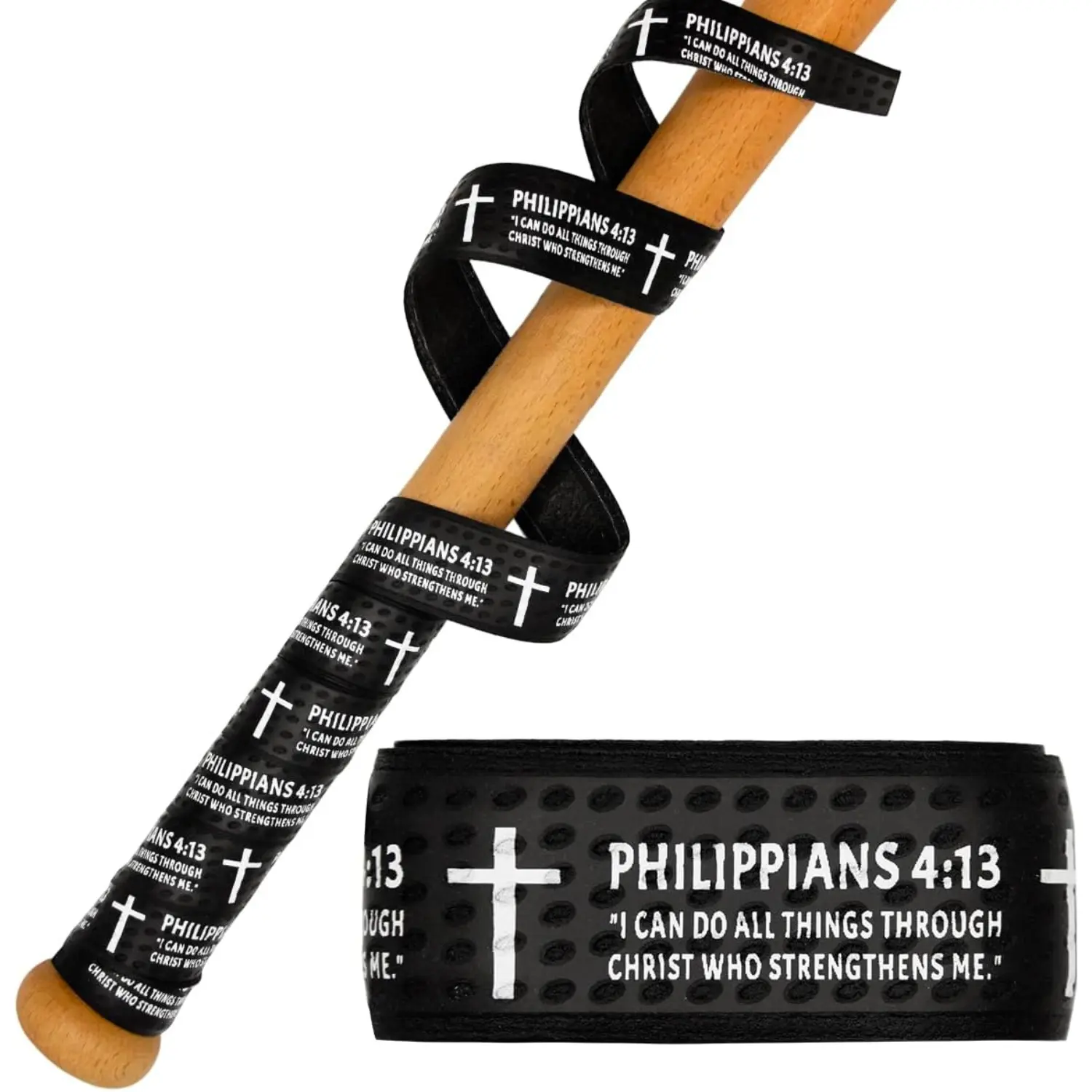 Christian Cross Embossed Bat Grip Tape, Cushioned PU Non-Slip and Water-Resistant Wrap for Baseball, Softball, and Tennis Rackets, Embossed Cross, Multiple Sports, Self-Adhesive