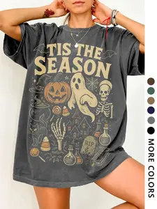 Halloween Print Casual Fitted Top, Summer Fashion Home Wear, Perfect for Parties & Daily Leisure, Moderate Fabric Thickness