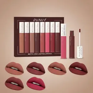 Dunuf 8pcs Matte Waterproof Lipstick & Lipgloss Set, Long-Lasting Sweatproof Non-Stick, Easy Color High-End Women's Makeup Cosmetics