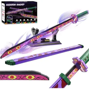 40in Demon Slayer Kamado Tanjiro Sword Building Set - 759 Pcs Anime Katana Toy with Scabbard & Stand, Ages 8-13 Collectible Cosplay Prop, STEM Building Kit for Fans