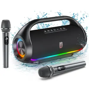 Portable Bluetooth Speaker with PA System, 2 Wireless Karaoke Microphone