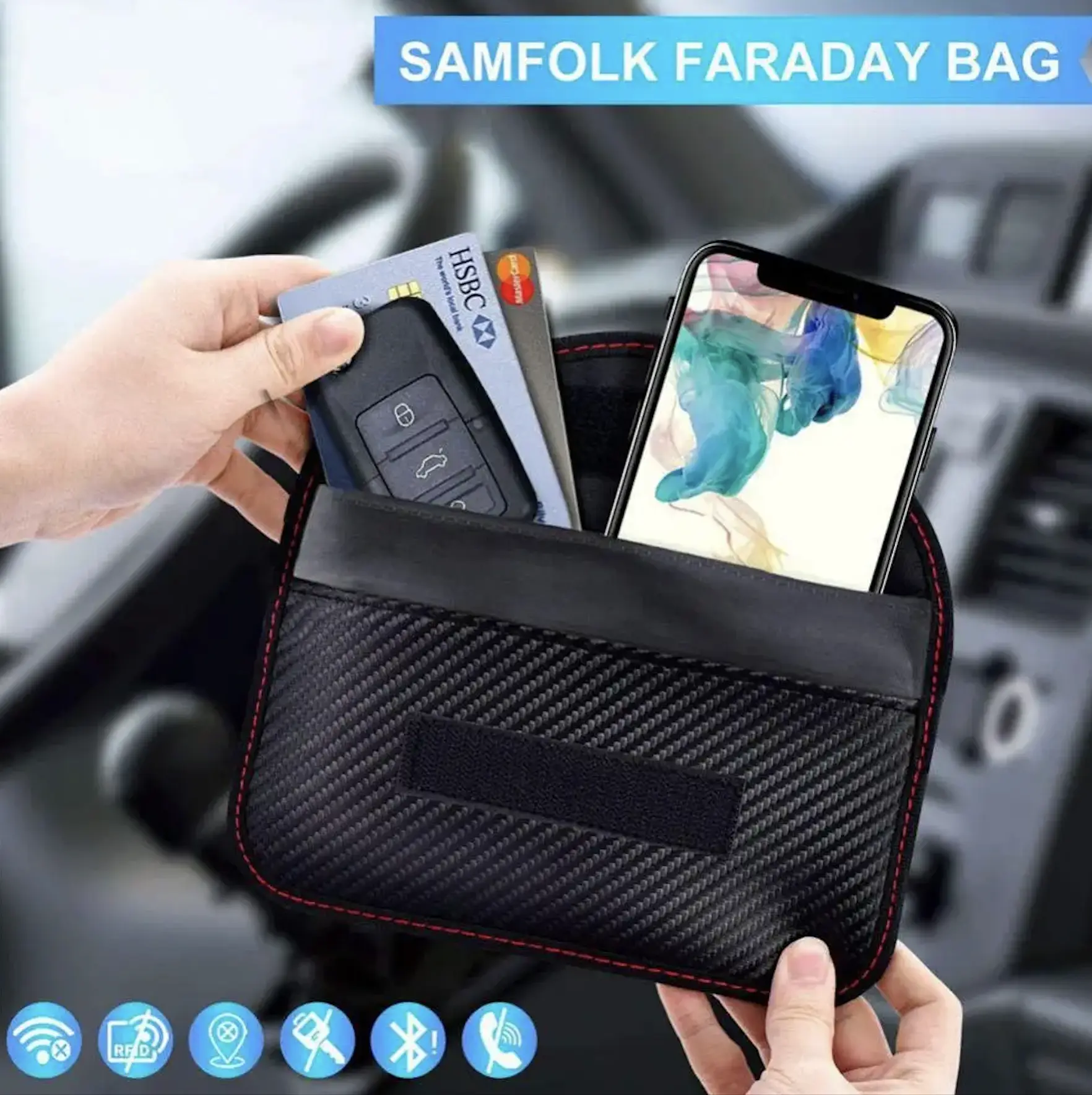 Faraday EMF signal Blocking Case - Anti-Hacking Shielding Pouch for Car Keys & Phones