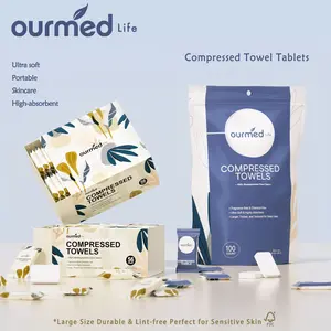 Ourmed Life Disposable Compressed Towel Tablets, Individually Wrapped Cleaning Face Towels, Quick-Expand with Water, Soft & Lint-Free, 12"x10" Bagged/boxedTravel Washcloths for Camping,Hiking & Backpacking (112/100/56 Count)
