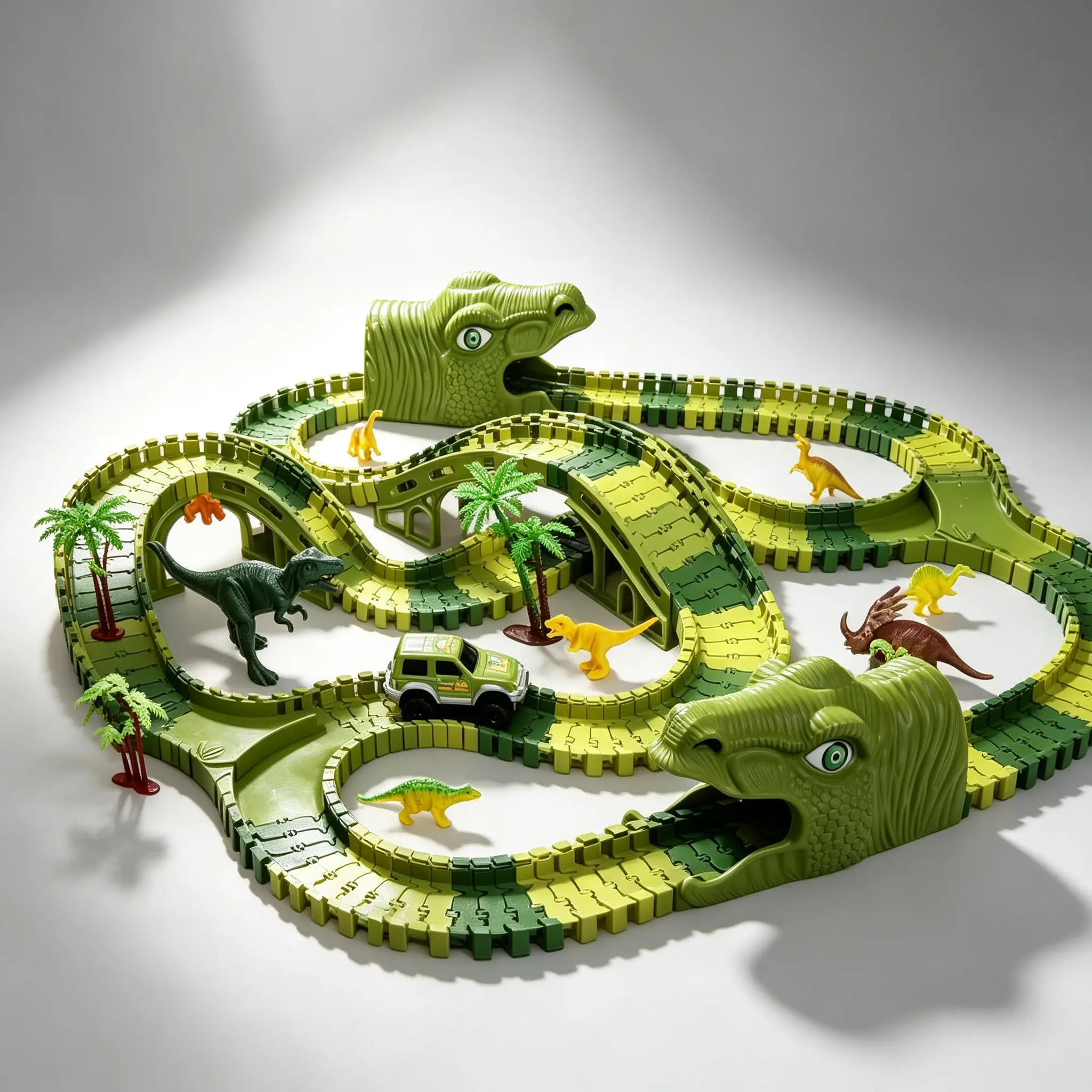 Dinosaur Race Track Set with Cars, 266 PCS Flexible Tracks & Dinosaur Figures, Build A Dino Adventure World, Cool Toys for Kids Ages 3-8