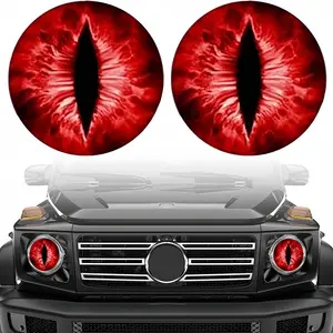 2PCS Beast Eyes Headlight Decals, 3D Stereo Eyes Headlight Decal Stickers, Car Body Window Bumper Decoration Stickers, Car Accessories Round Headlight Decal for Jeep Wrangler