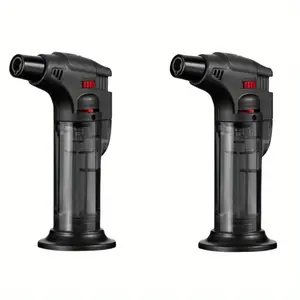 Torch Lighter, 2-piece, Butane Refillable Jet Flame Torch Lighter, Windproof, Safe, Multi-Purpose Lighter for Candles, Fireplace, Campfire, BBQ (butane free)