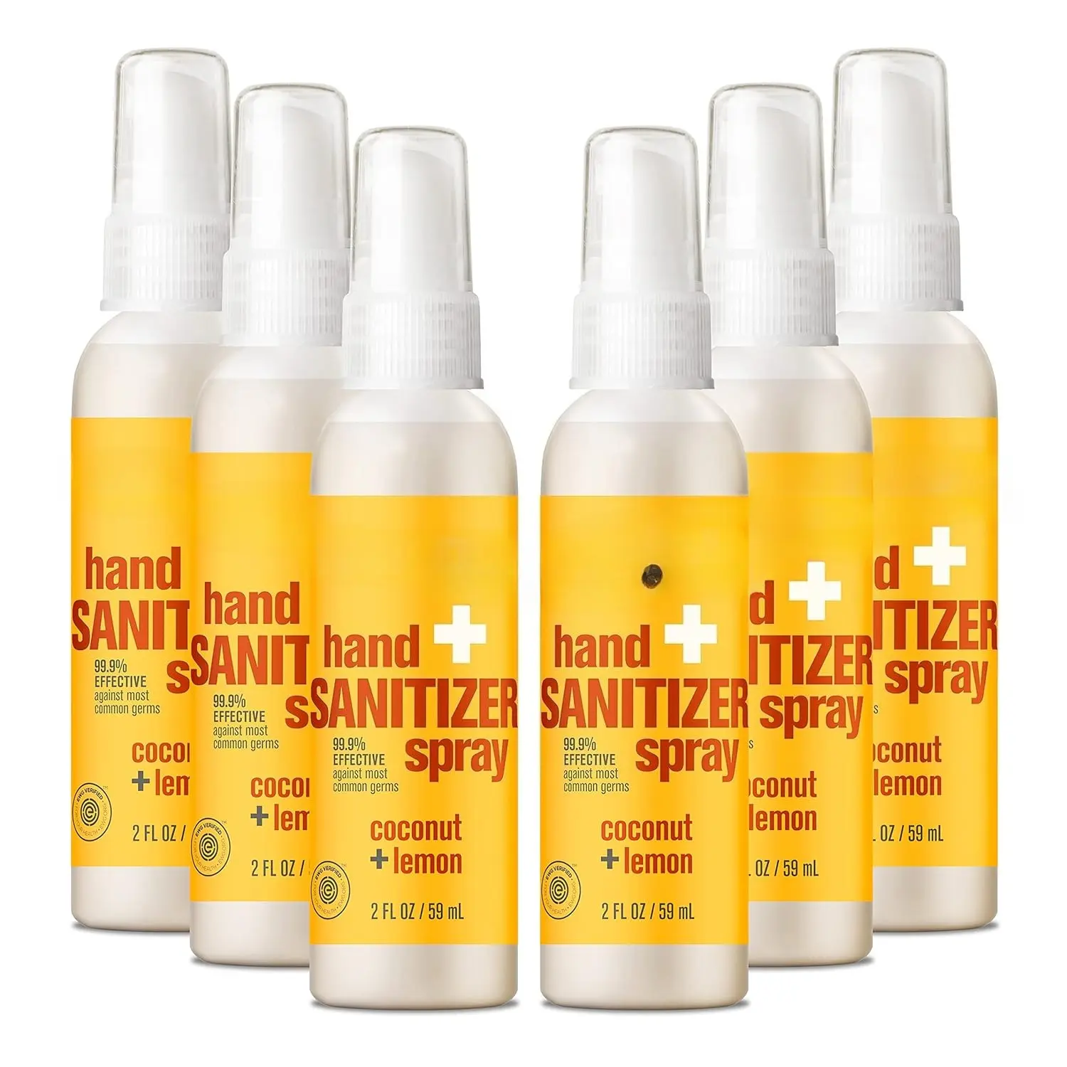 Everyone Hand Sanitizer Spray, 2 Ounce (Pack of 6), Coconut and Lemon, Made with Sugarcane Derived Alcohol with Essential Oils, 99% Effective Against Germs and TSA friendly