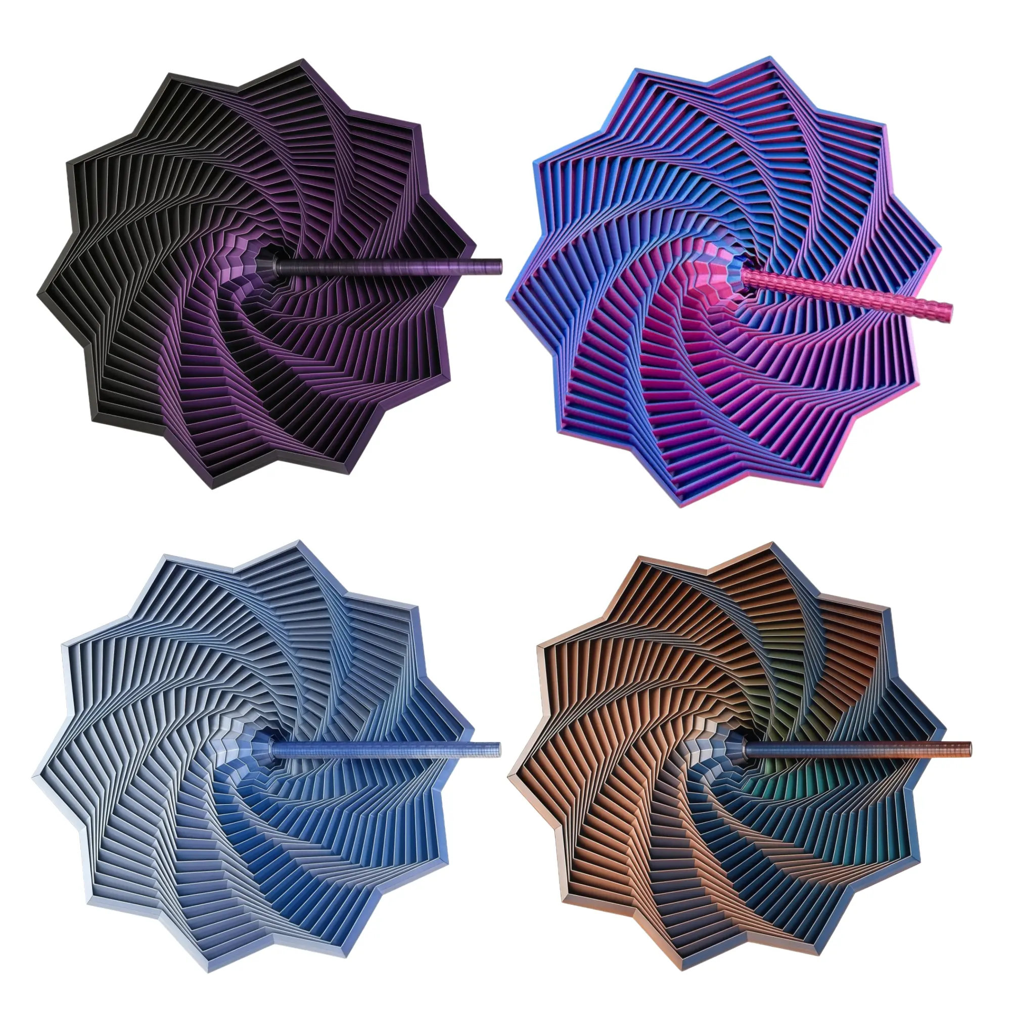 4pc 3D Printed Expanded Sensory  Star, New Stress Relief Sensory Whirling Spiral With Handle, Satisfying Sight And Sound Hypnotizing Visual  Toy Gift,  Gadget, Easter Gift, Easter Basket Stuffer, Easter Party Favor fidget,summerwins