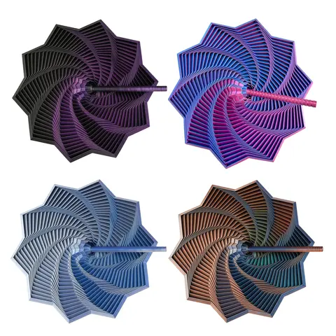 4pc 3D Printed Expandable Sensory Star Fidget Toys with Whirling Spiral Handle, Anxiety Support Stress Relief Toys for Fine Motor Skills, Sensory Play & Learning, Unisex Kids' Easter Basket Stuffer Gift