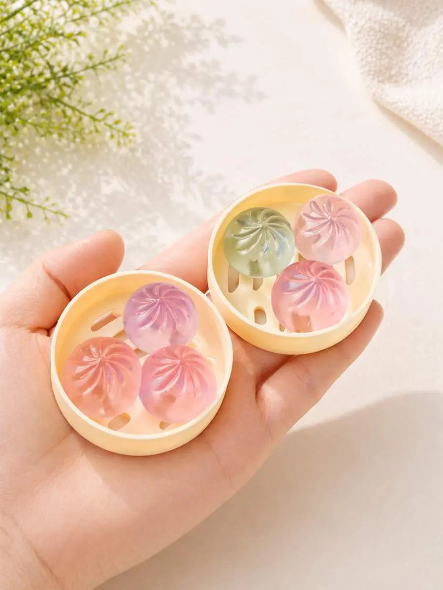 3pcs Mini Bao Bun Squishy Stress Relief Toy Set, Translucent Jelly Squeeze Fidget Toys, Soft Flexible TPR Sensory Decompression Set, Cute Dumpling Shape Hand Toy, Kawaii Desk Toy, Party Favor Gift